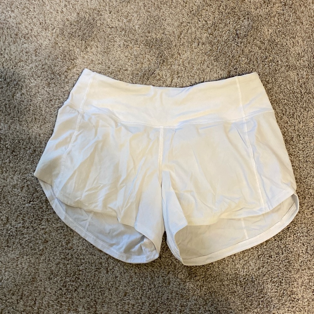 White lululemon speed up shorts